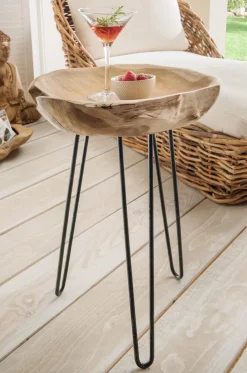 Faktorei Beistelltisch Årby mit Teakholzschale