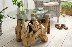 Faktorei Couchtisch Java mit runder Glasplatte