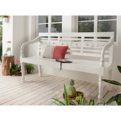 Faktorei Sitzbank aus Mahagoni Holz, 3-sitzig