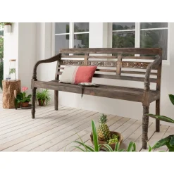 Faktorei Sitzbank aus Mahagoni Holz, 3-sitzig