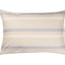 IB Laursen Baumwoll-Kissenbezug natur mit weißen und hellblauen Streifen