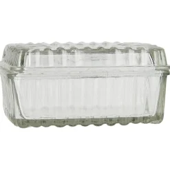 IB Laursen Butterbox mit Rillen aus Glas