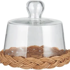 IB Laursen Glasglocke mit Rattanboden mundgeblasen