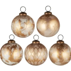 IB Laursen Große Weihnachtskugeln 5er-Set mit goldfarbener Eingravierung
