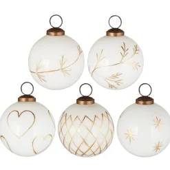 IB Laursen Große Weihnachtskugeln 5er-Set mit goldfarbener Eingravierung