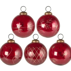 IB Laursen Große Weihnachtskugeln 5er-Set mit goldfarbener Eingravierung