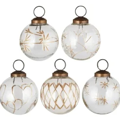 IB Laursen Große Weihnachtskugeln 5er-Set mit goldfarbener Eingravierung