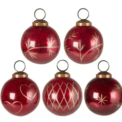 IB Laursen Große Weihnachtskugeln 5er-Set mit goldfarbener Eingravierung