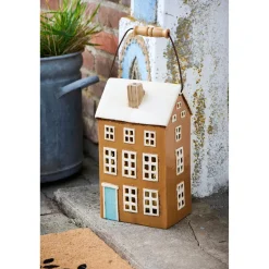 IB Laursen Keramik Haus für Stumpenkerze Nyhavn mit Holzgriff