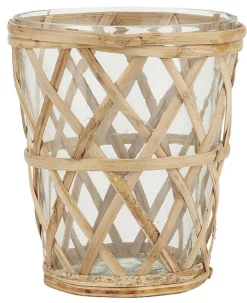 IB Laursen Kerzenhalter für Teelicht mit Bambusgeflecht