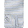 IB Laursen Quilt blau mit weißen und braunen Streifen