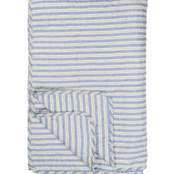IB Laursen Quilt blau mit weißen und braunen Streifen