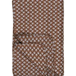 IB Laursen Quilt dunkelbraun-blau mit Blumenmuster