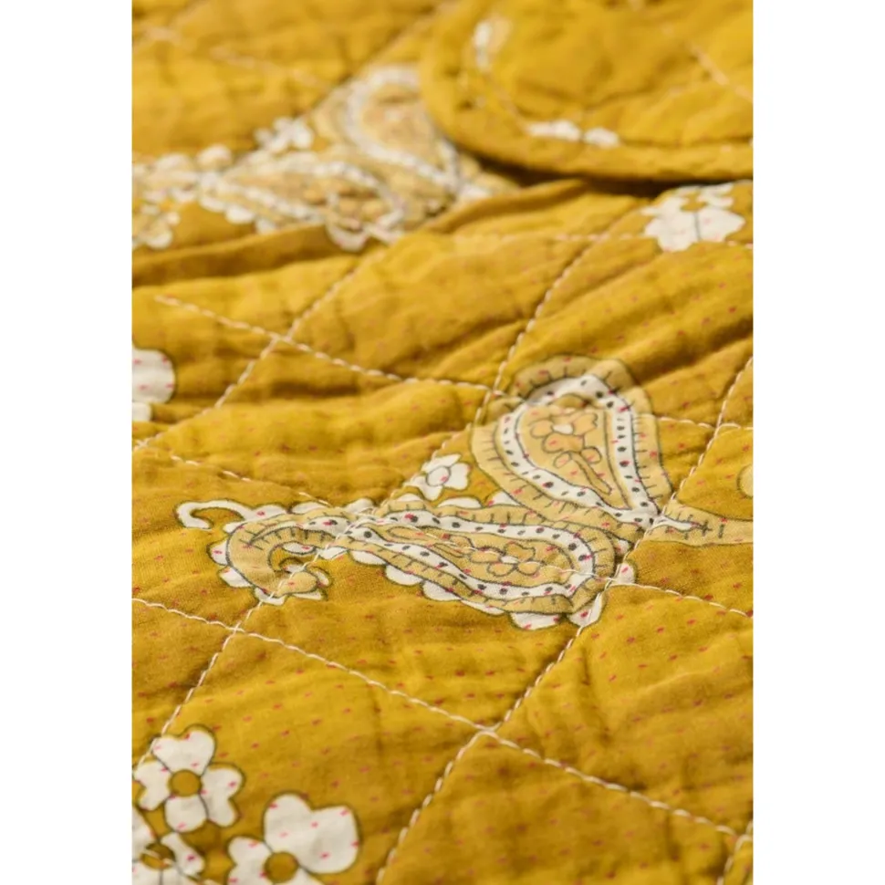 IB Laursen Quilt mustard mit Paisleymuster, gesteppte Decke