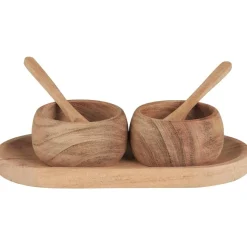 IB Laursen Tablett mit Schalen und Löffeln aus Akazienholz