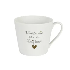 Krasilnikoff Happy Cup Tasse, Warte nie bist du Zeit hast