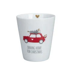 Krasilnikoff Happy Mug, Driving Home for Christmas, Red