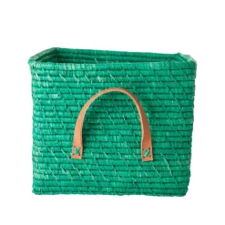 RICE Aufbewahrungskorb Einfarbig mit Lederschlaufen