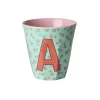 RICE Buchstaben-Becher mit Blumen Medium