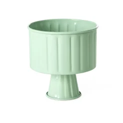 RICE Eisen Blumentopf Hellgrün auf Sockel