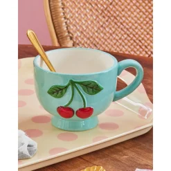 RICE Keramik Becher mit Kirschen