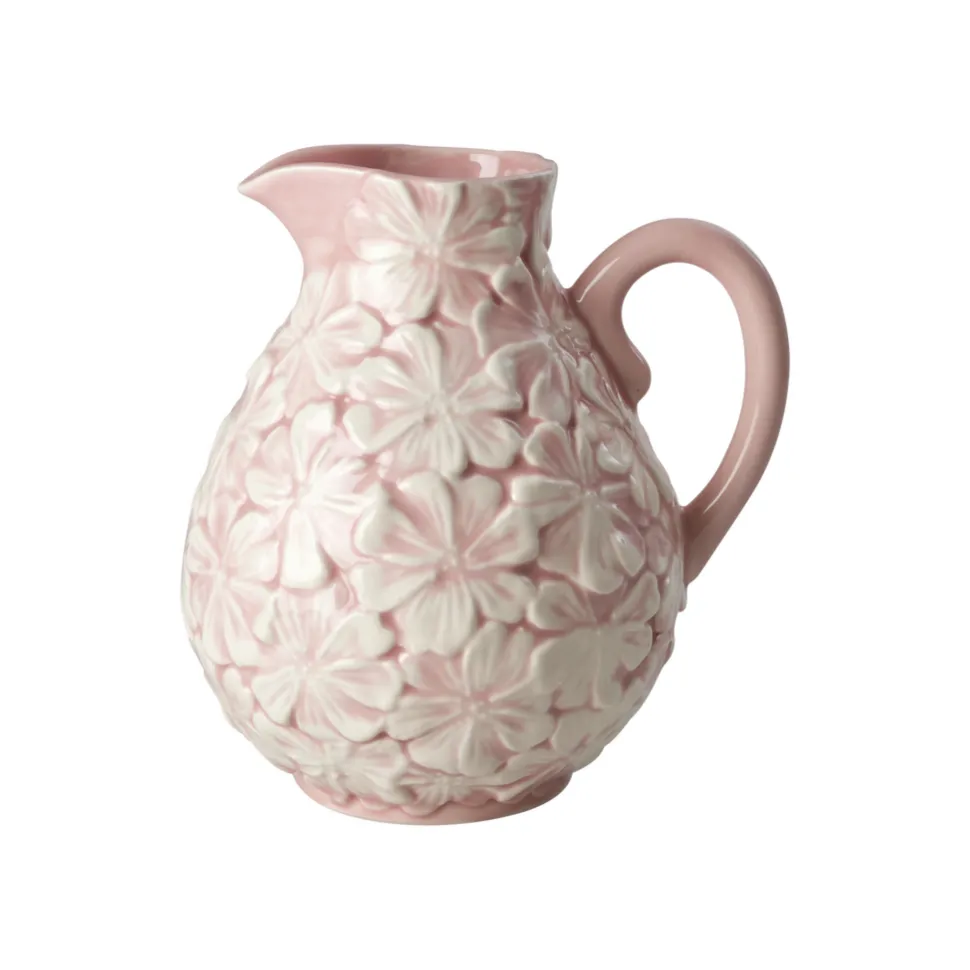 RICE Keramik Krug Hellrosa Blumen