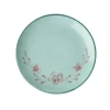 RICE Keramik Kuchenteller Handgemalt Blume Mint