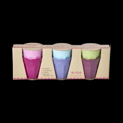 RICE Kleine Melamin Becher Espressogröße, mehrfarbig, 6er Pack