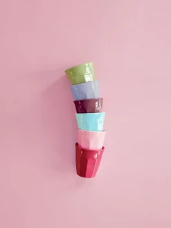 RICE Kleine Melamin Becher Espressogröße, mehrfarbig, 6er Pack