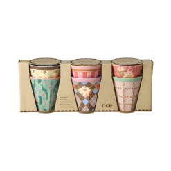 RICE Medium Melamin Becher 6er gemustert All you need...