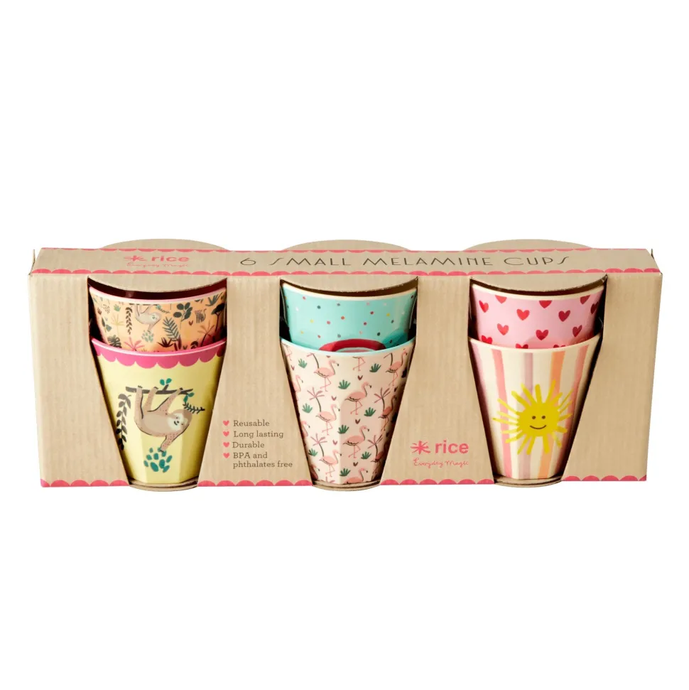 RICE Melamin Becher 6er-Set Funky Prints Pink