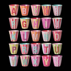 RICE Melamin Buchstabenbecher gestreift