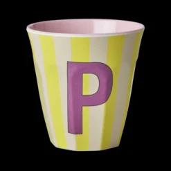 RICE Melamin Buchstabenbecher gestreift