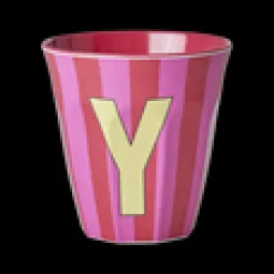 RICE Melamin Buchstabenbecher gestreift