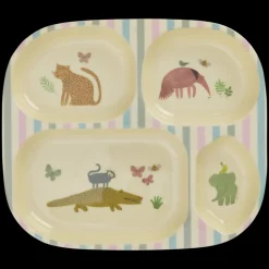 RICE Melamin Kinderteller mit 4er Einteilung Sweet Jungle Print