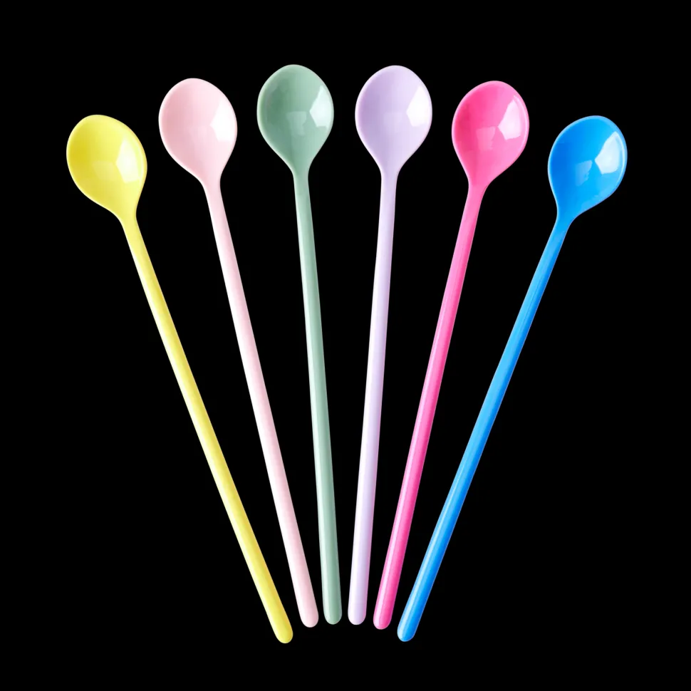 RICE Melamin Latte-Löffel, Mehrfarbig, 6er Pack